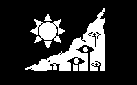Deltarune prophecy panel illustration: a world of light above an eternal night