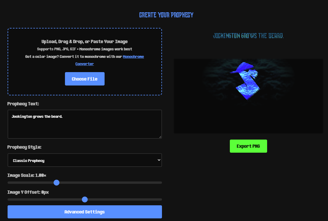 Deltarune Prophecy Generator main interface